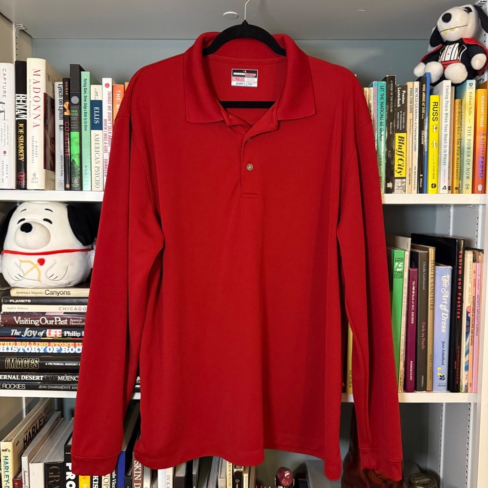 Grand Slam Performance Airflow Long Sleeve Polo Shirt XL Red
